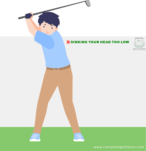 Illustration of a Golf Swing Mistake: Sinking Your Head Too Low