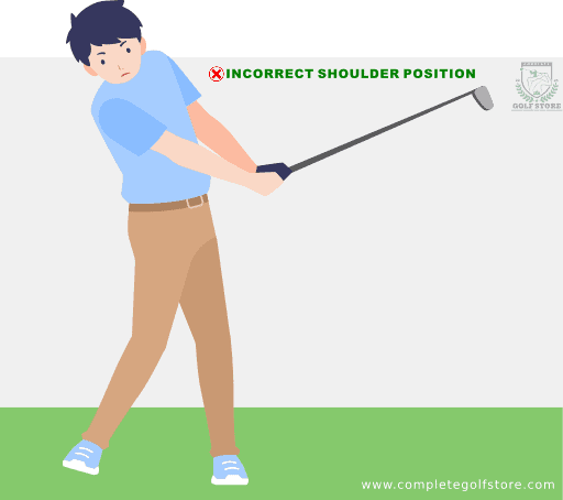 Illustration of a Golf Swing Mistake #4: Bending Your Shoulders Too Much On The Front