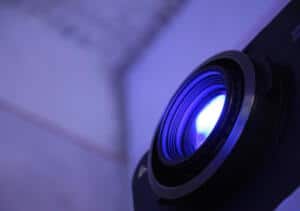 Image of the lens of a projector