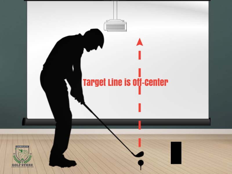 Target Line is Off-Center golf simulator narrow room