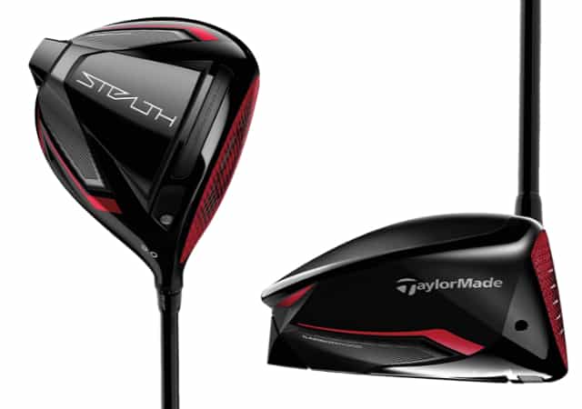 The TaylorMade Stealth Driver club head and side profile on white background