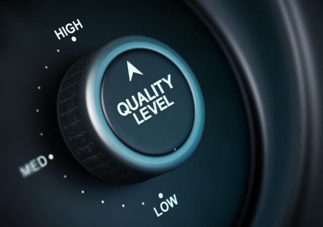 A turn knob that has the text "quality level" pointed at high