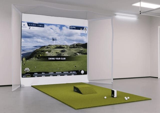 SkyTrak Flex Space Package indoor home setup