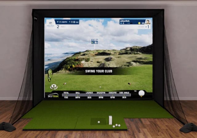 Complete SkyTrak Golf Simulator Indoor Set Up
