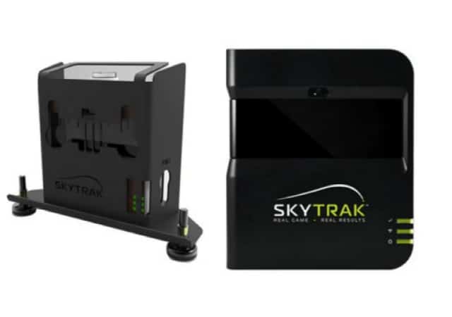 SkyTrak Launch Monitor front and back on white background