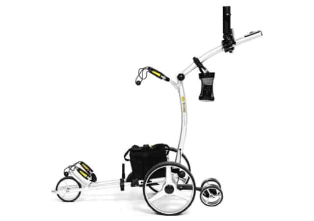 Bat-Caddy X4R Electric Golf Caddy side view on white background
