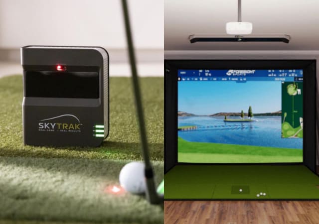 SkyTrak Launch Monitor (Ground) and Foresight Sports GCHawk launch monitor (Ceiling)