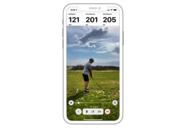 Garmin Smartphone App Interface when Recording a Swing on white background