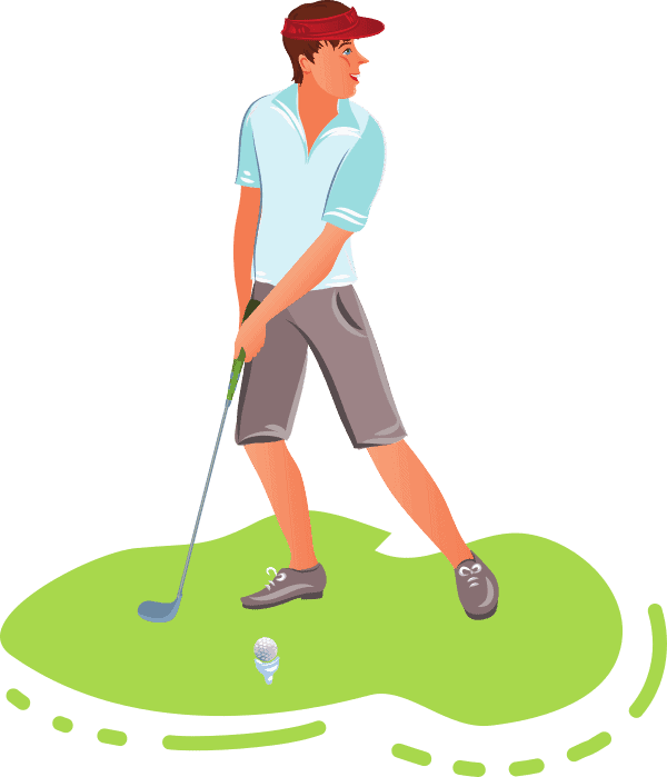 golfer aiming for swing illustration