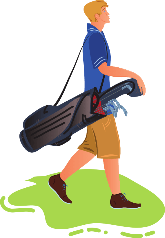 golfer holding bag illustration