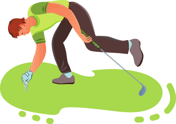 golfer placing ball on the tee illustration