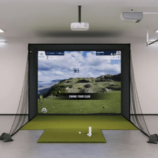 Skytrak sig10 golf simulator sample indoor setup