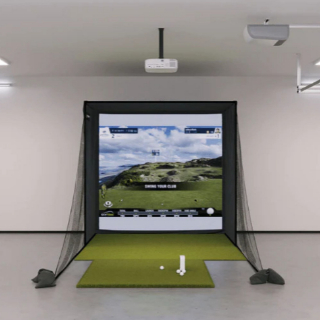 Skytrak sig8 golf simulator package sample indoor setup