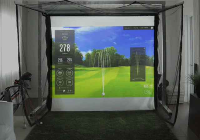 Homecourse pro arms and sky netting indoor setup
