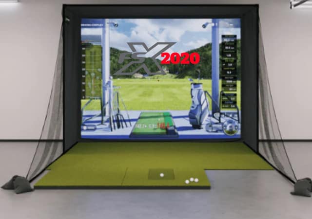 fsx 2020 logo in a golf simulator