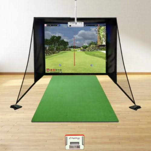 flightscope mevo+ (plus) perfectbay golf simulator package