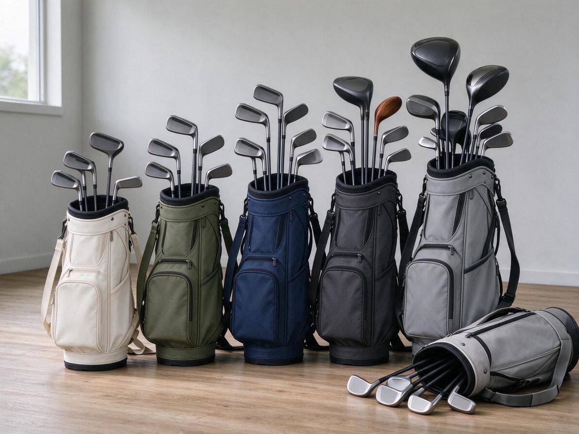 Step-by-step illustration of assembling a beginner golf bag